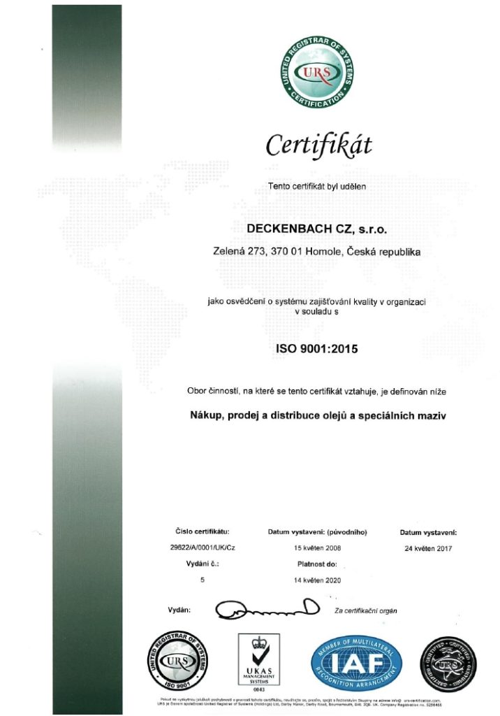 Kvalita a certifikáty - Deckenbach CZ