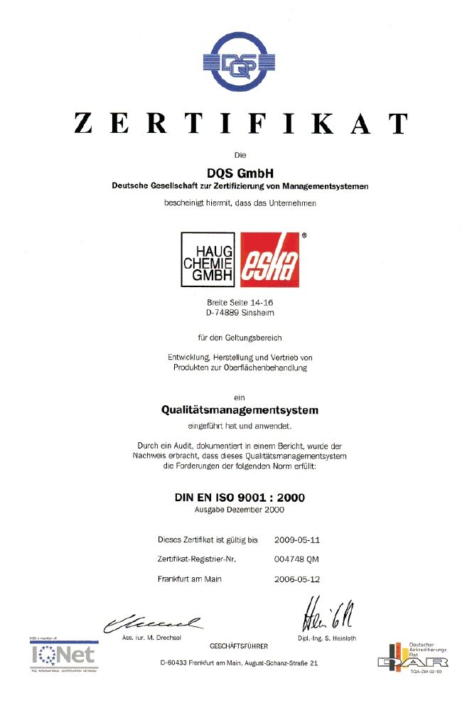 Kvalita a certifikáty - Deckenbach CZ